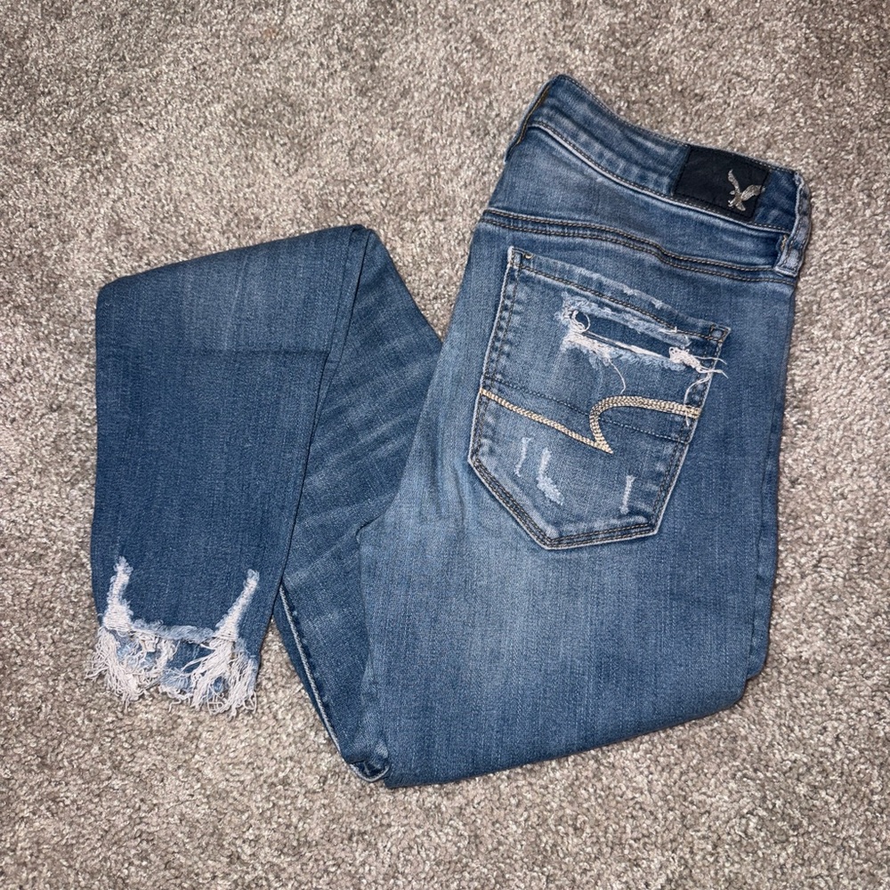 American Eagle Distressed Blue Skinny Jeans